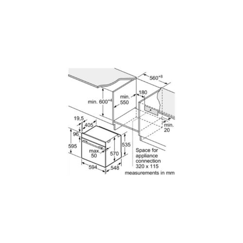 Kích thước của Lò nướng Bosch HBS534BB0B