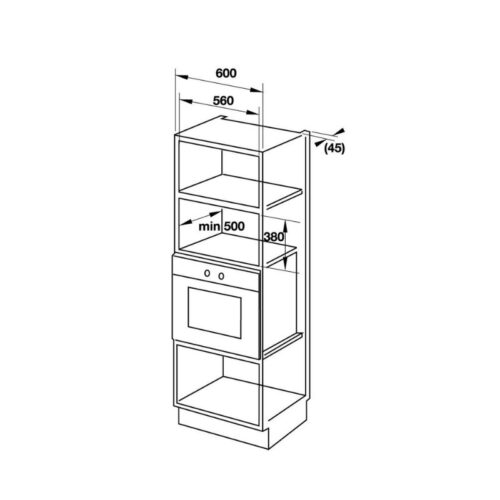 Kích thước của Lò vi sóng kết hợp nướng âm tủ Hafele 25 lít 535.34.000 HM-B38A