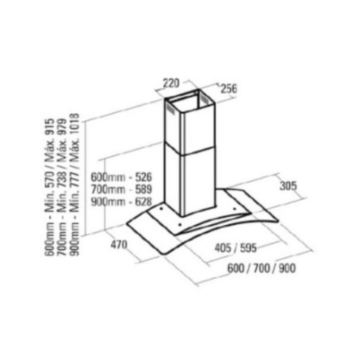 Kích thước máy hút mùi Cata C-900 GLASS/C