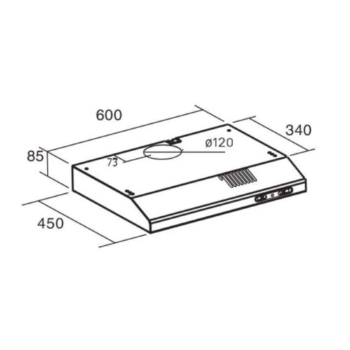 Kích thước máy hút mùi Cata LF-2060 X