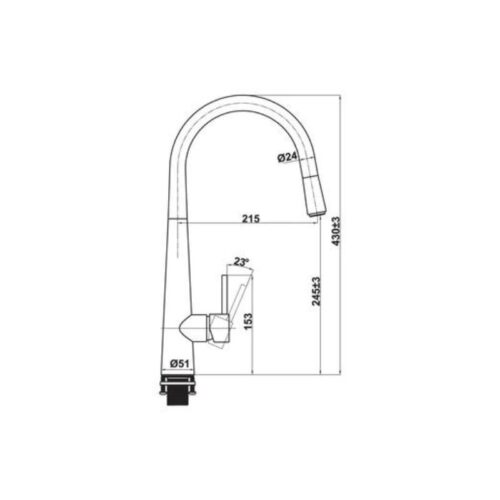 kích thước của vòi rửa bát Hafele HT21-CH1P245 577.55.220