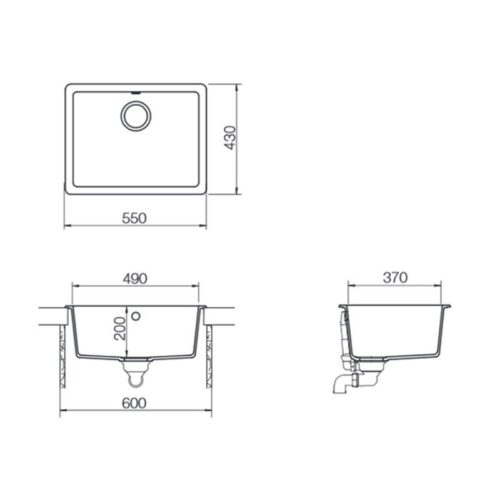 kích thước của chậu rửa bát đá Hafele Galba HS-GS5543 570.35.330