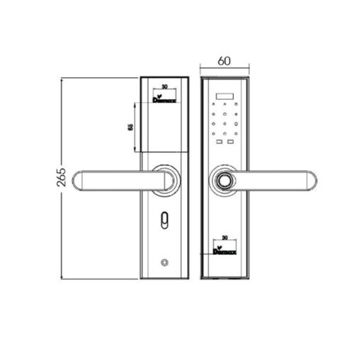 Kích thước của Khóa cửa điện tử Demax SL266 BN