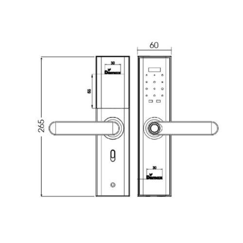 Kích thước của Khóa cửa điện tử Demax SL266 BN - APP WIFI