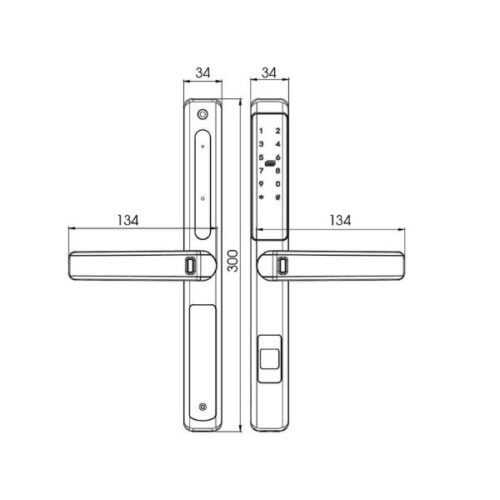 Kích thước của Khóa cửa điện tử Demax SL601 PW - APP WIFI