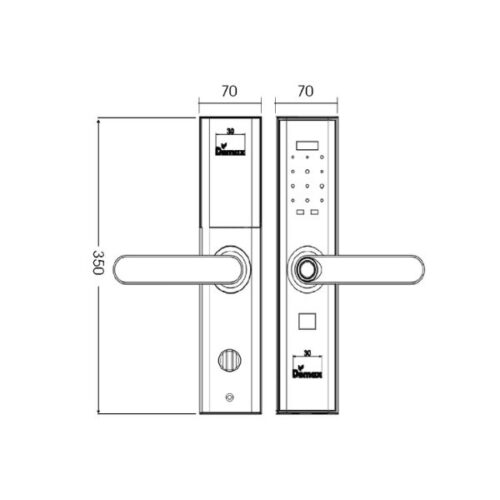 Kích thước của Khóa cửa điện tử Demax SL638 PB - APP WIFI