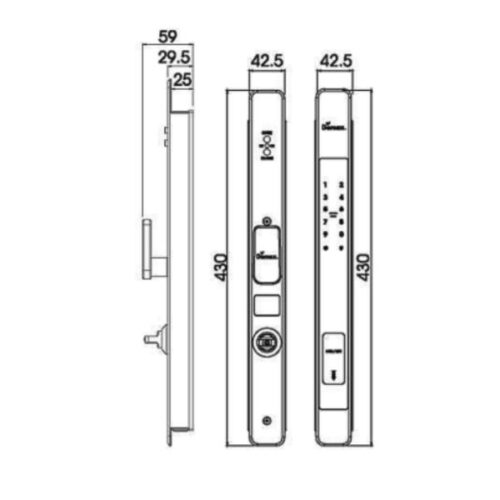 Kích thước của Khóa cửa điện tử Demax SL801 YB - APP WIFI