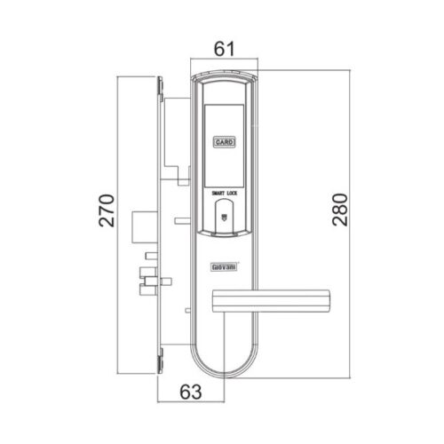 Kích thước của Khóa điện tử thông minh Giovani GSL-126C135