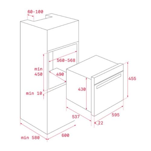 Kích thước của Lò nướng kết hợp vi sóng Teka HLC 844 C BK-SS