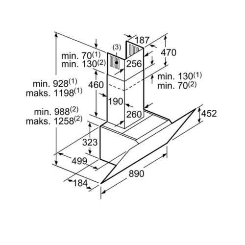 kích thước của Máy hút mùi Bosch DWK97JM60