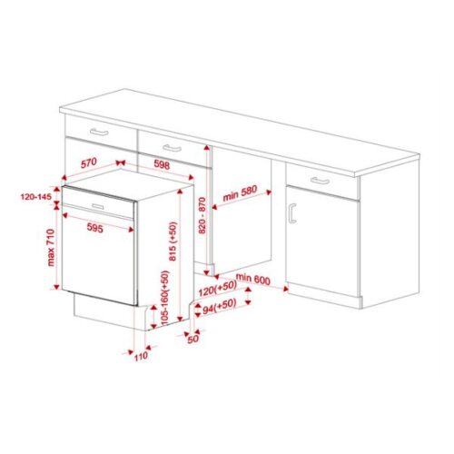 Kích thước của Máy rửa bát Teka DW DSI 46750 220 50 SS