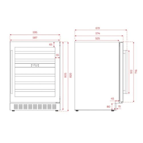 Kích thước của Tủ rượu Teka RVU 20046