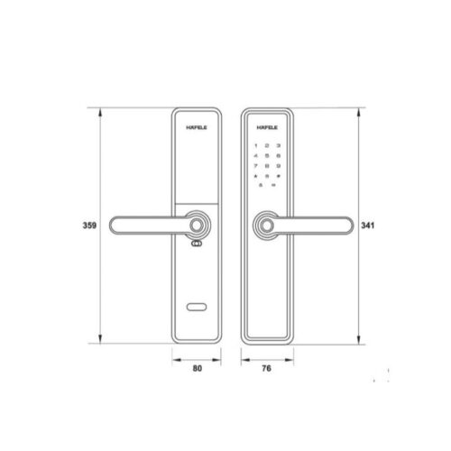 Kích thước khóa điện tử Hafele DL7600 BLE glossy copper 912.20.238