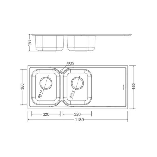 Kích thước của Chậu rửa bát Malloca MS 1026R