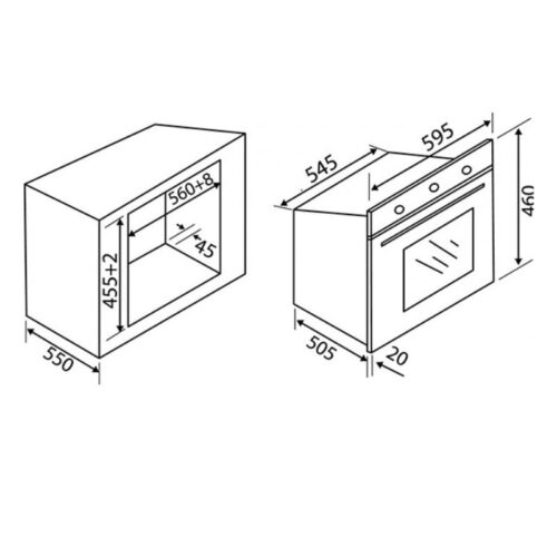 Kích thước lò hấp Malloca MST 30TG