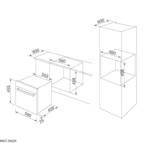 Kích thước lò hấp Malloca MST-35CP