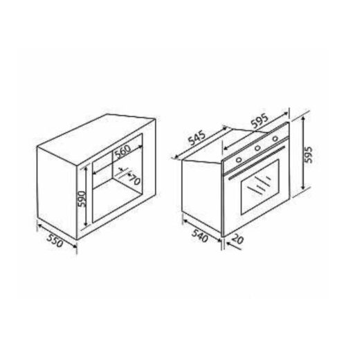 Kích thước lò nướng Malloca EB - 56ERCDG - 8C11R