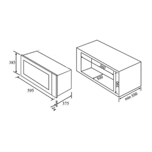 Kích thước của Lò vi sóng Malloca MW 25.5 - ESP