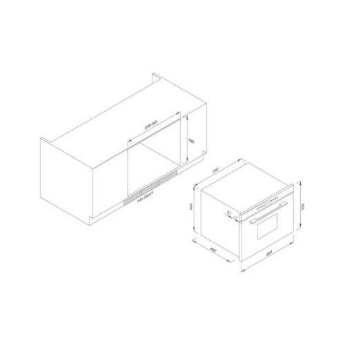 Kích thước của Lò vi sóng Malloca MW35-IX03 Kính Đen