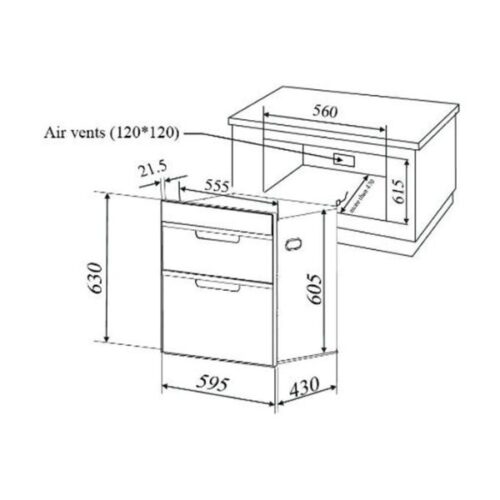 Kích thước của Máy sấy bát Malloca MDC-11E