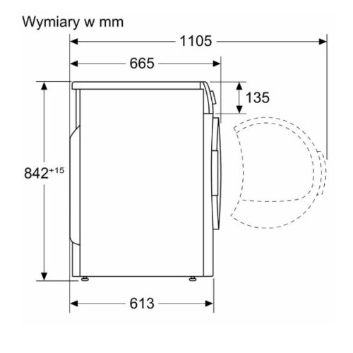 Kích thước của Máy sấy quần áo Bosch WTN86201PL