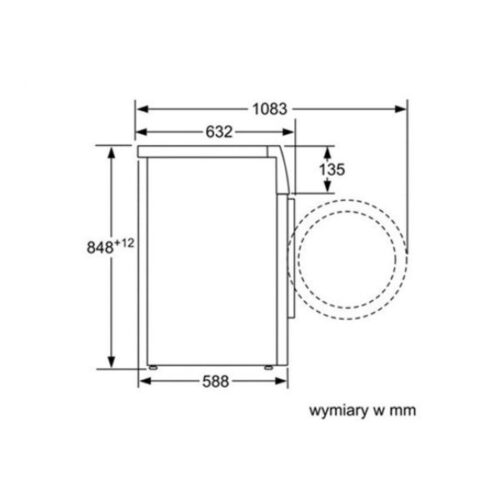 Kích thước của Máy sấy quần áo Bosch WTW85560BY