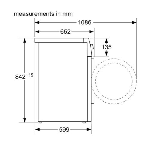 Kích thước của Máy sấy quần áo Bosch WTW876H8SG