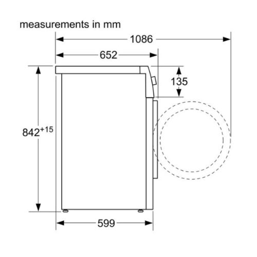 Kích thước của Máy sấy quần áo Bosch WTW876H8SG