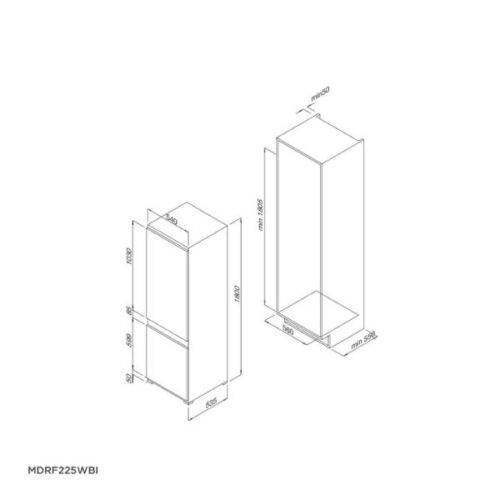 Kích thước của Tủ lạnh Malloca MDRF225WBI