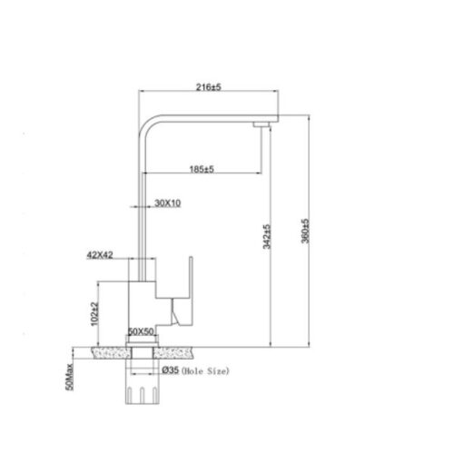 Kích thước của Vòi rửa chén bát Eurogold EUF014M