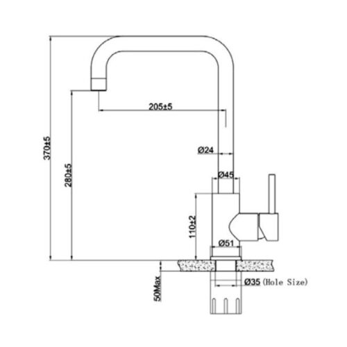 Kích thước của Vòi rửa chén bát Eurogold EUF015M