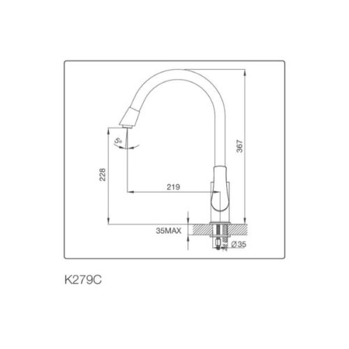 Kích thước của Vòi rửa chén bát Malloca K279C