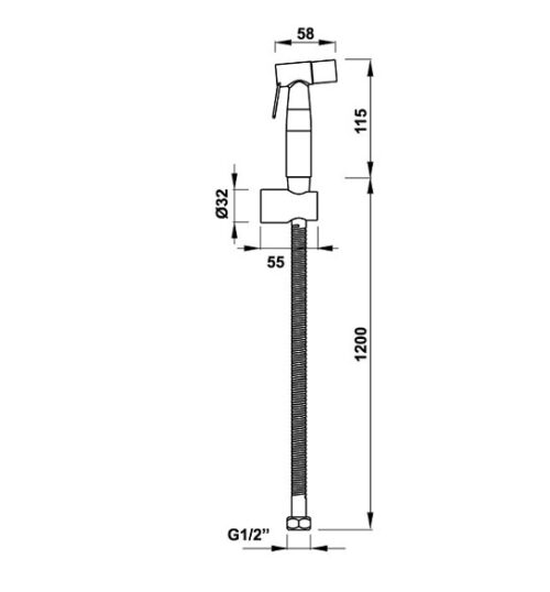 kích thước Vòi Xịt Vệ Sinh Hafele 485.95.032