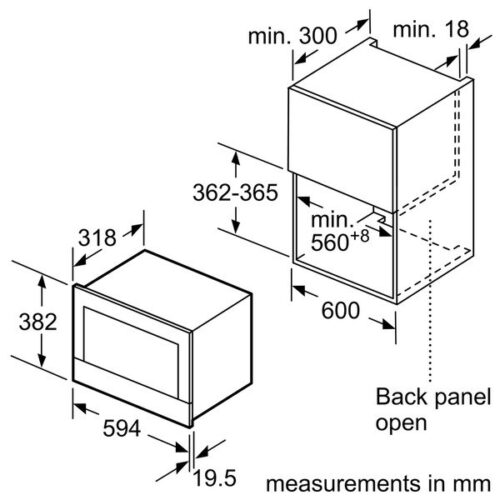 Kích thước Lò vi sóng Bosch BFL634GS1