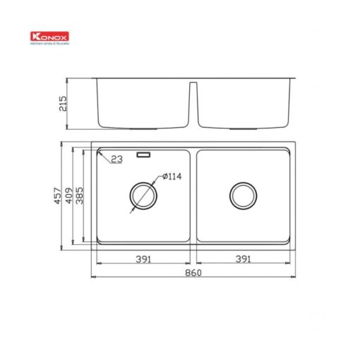 kích thước của chậu rửa bát Konox Workstation Sink KN8646DU Dekor