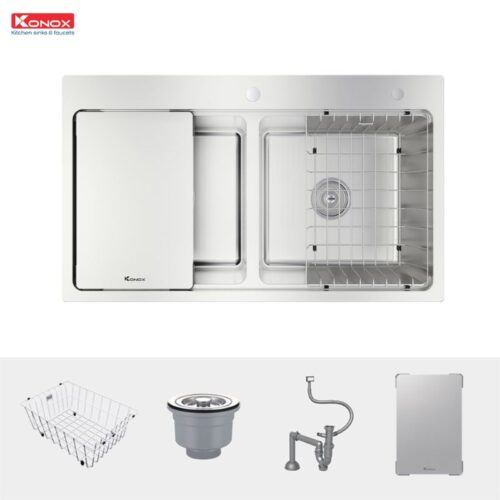 Chi tiết chậu rửa bát Konox chống xước Workstation Sink – Topmount Sink KN8651TD Dekor