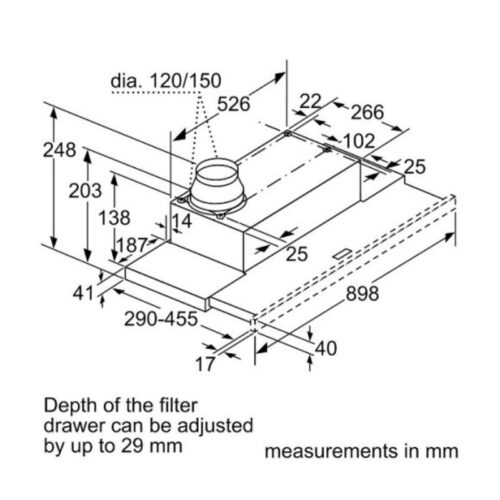 Kích thước máy hút mùi Bosch DFM094W53