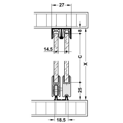 Ray đôi trượt dưới 2500mm Hafele 415.11.622