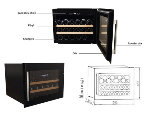 Kích thước Tủ rượu vang Kocher KWEU-1012B