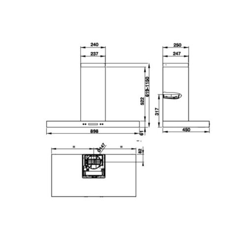 Kích thước máy hút mùi Hafele HH-WI90B 539.81.175