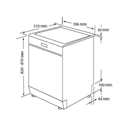 Kích thước máy rửa chén bát độc lập Hafele HDW F60C 533.23.200