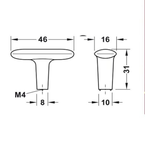 Tay nắm tủ Hafele màu đen mờ 46mm 106.70.120