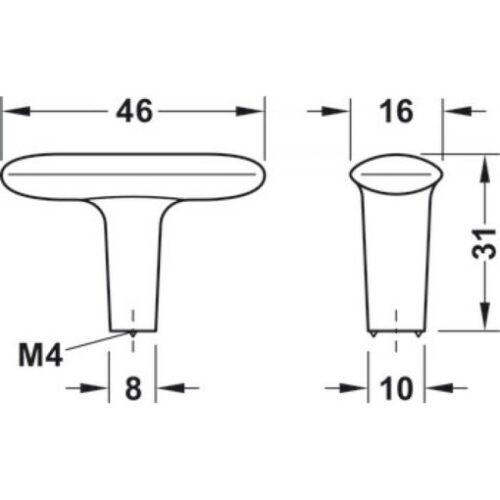 Tay nắm vàng mờ 46x31mm Hafele 106.70.123