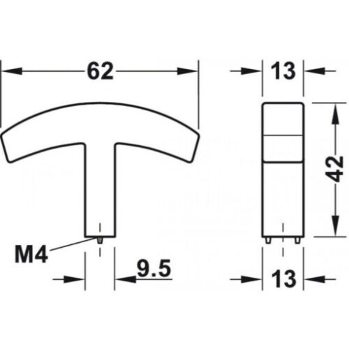 Tay nắm crom bóng 62x42mm Hafele 106.70.130