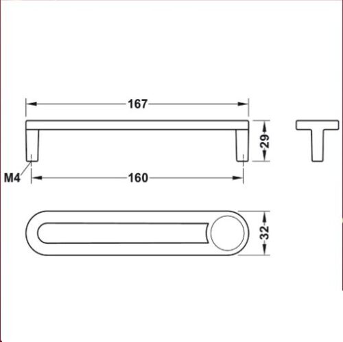 Tay Nắm Tủ 167mm H2170 Hafele 106.70.175