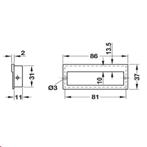 Tay Nắm Tủ Âm 86mm Hafele 151.09.600