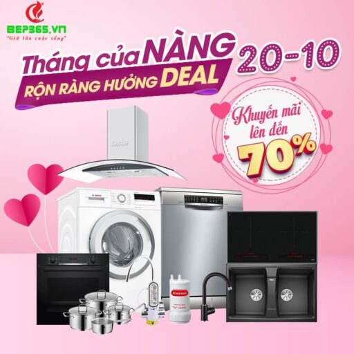 Khuyến mãi 20/10 ngập tràn quà tặng + ưu đãi tới 70% tại Bếp 365