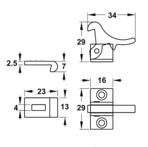 Khóa mỏ quạ cho cửa 2 cánh Hafele 245.74.010