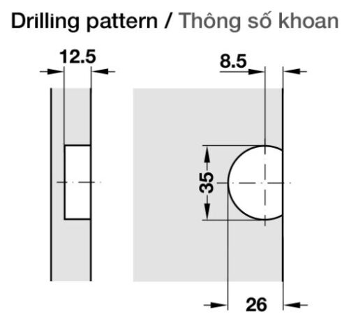 Bản lề cửa lật bằng gỗ Hafele 342.66.730