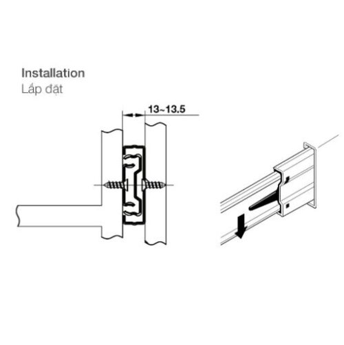 Ray bi nhấn mở 450mm Hafele 494.02.084